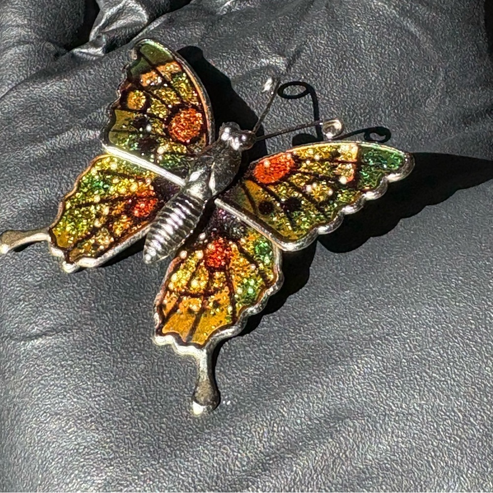 Butterfly brooch pin fall colors - Picture 4 of 11